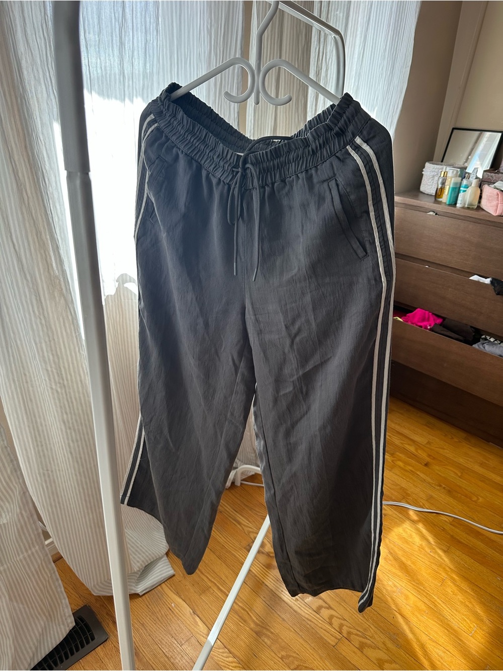 Women's Black Track Pants with White Side Stripes. NEVER WORN